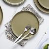 imageStone Lain Stoneware Dish Set Set of 4  Salad Plates Red and BlackOlive