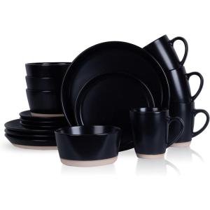 imageStone Lain Albie 32Piece Dinnerware Set Stoneware White SpeckledBlack