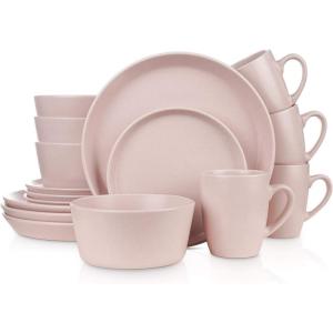 imageStone Lain Albie 32Piece Dinnerware Set Stoneware White SpeckledPink