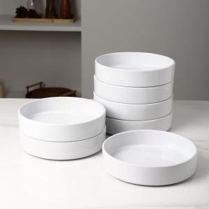 imageStone Lain Celina Stoneware Bowl Set 4Piece Pasta Bowls Bowls for Kitchen BlackWhite