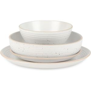 imageStone Lain Lauren Modern Stoneware 32piece Round Dinnerware Set Plates and Bowls Set Dish set for 8 Off WhiteOffWhite