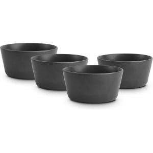 imageStone Lain Stoneware Bowls Set Matte Black 4 Count Pack of 1225 fl ozMatte Black