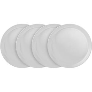 imageStone Lain Stoneware Dish Set Set of 4  Salad Plates Red and BlackSnow White
