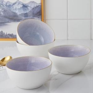 imageStone lain Florian Contemporary Porcelain Bowl Set Modern Gold and WhiteJosephine  Lavender