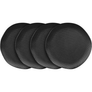 imageStone lain Weave Stoneware Dish Set 4 Salad Plates Olivia  GrayAbigael  Black