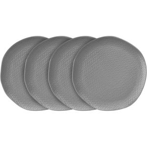 imageStone lain Weave Stoneware Dish Set 4 Salad Plates Olivia  GrayAbigael  Gray