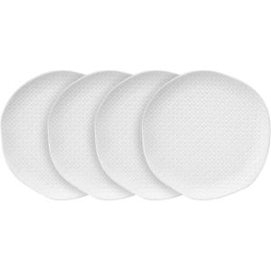 imageStone lain Weave Stoneware Dish Set 4 Salad Plates Olivia  GrayAbigael  White
