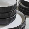 imageChristian Siriano Laro 12Piece Stoneware Dinnerware Set Plates and Bowls Set Microwave and Dishwasher Safe Dish Set for 4 GreenBlack
