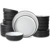 imageChristian Siriano Laro 12Piece Stoneware Dinnerware Set Plates and Bowls Set Microwave and Dishwasher Safe Dish Set for 4 GreenBlack