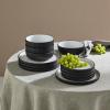 imageChristian Siriano Laro 12Piece Stoneware Dinnerware Set Plates and Bowls Set Microwave and Dishwasher Safe Dish Set for 4 GreenBlack