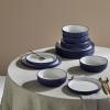 imageChristian Siriano Laro 12Piece Stoneware Dinnerware Set Plates and Bowls Set Microwave and Dishwasher Safe Dish Set for 4 GreenDark Blue