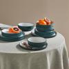 imageChristian Siriano Laro 12Piece Stoneware Dinnerware Set Plates and Bowls Set Microwave and Dishwasher Safe Dish Set for 4 GreenGreen