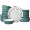 imageChristian Siriano Laro 12Piece Stoneware Dinnerware Set Plates and Bowls Set Microwave and Dishwasher Safe Dish Set for 4 GreenGreen