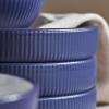 imageChristian Siriano Larosso 12Piece Stoneware Dinnerware Set with Dinner Bowls and Pasta Bowls Plates and Bowls Set Dish Set for 4 Dark BlueDark BlueWhite