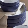 imageChristian Siriano Larosso 12Piece Stoneware Dinnerware Set with Dinner Bowls and Pasta Bowls Plates and Bowls Set Dish Set for 4 Dark BlueDark BlueWhite