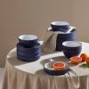 imageChristian Siriano Larosso 12Piece Stoneware Dinnerware Set with Dinner Bowls and Pasta Bowls Plates and Bowls Set Dish Set for 4 Dark BlueDark BlueWhite