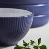 imageChristian Siriano Larosso 12Piece Stoneware Dinnerware Set with Dinner Bowls and Pasta Bowls Plates and Bowls Set Dish Set for 4 Dark BlueDark BlueWhite