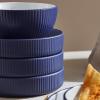 imageChristian Siriano Larosso 12Piece Stoneware Dinnerware Set with Dinner Bowls and Pasta Bowls Plates and Bowls Set Dish Set for 4 Dark BlueDark BlueWhite