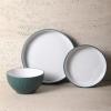 imageChristian Siriano Larosso 12Piece Stoneware Dinnerware Set with Dinner Bowls and Pasta Bowls Plates and Bowls Set Dish Set for 4 Dark BlueGreenWhite