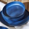 imagePorto by Stone Lain Semplice 12Piece Premium Kitchen ampamp Dining Dinnerware Set Stoneware White Matte Crafted in Portugal Dishwasher and Microwave Safe ScratchResistant Dish Set for 4Macchio  Blue Matte