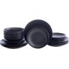 imagePorto by Stone Lain Semplice 12Piece Premium Kitchen ampamp Dining Dinnerware Set Stoneware White Matte Crafted in Portugal Dishwasher and Microwave Safe ScratchResistant Dish Set for 4Semplice  Black Matte