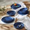 imagePorto by Stone Lain Semplice 12Piece Premium Kitchen ampamp Dining Dinnerware Set Stoneware White Matte Crafted in Portugal Dishwasher and Microwave Safe ScratchResistant Dish Set for 4Macchio  Blue Matte