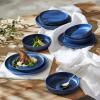 imagePorto by Stone Lain Semplice 12Piece Premium Kitchen ampamp Dining Dinnerware Set Stoneware White Matte Crafted in Portugal Dishwasher and Microwave Safe ScratchResistant Dish Set for 4Macchio  Blue Matte
