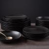 imagePorto by Stone Lain Semplice 12Piece Premium Kitchen ampamp Dining Dinnerware Set Stoneware White Matte Crafted in Portugal Dishwasher and Microwave Safe ScratchResistant Dish Set for 4Semplice  Black Matte