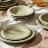 imagePorto by Stone Lain Semplice 12Piece Premium Kitchen ampamp Dining Dinnerware Set Stoneware White Matte Crafted in Portugal Dishwasher and Microwave Safe ScratchResistant Dish Set for 4Aro  Green Matte