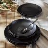imagePorto by Stone Lain Semplice 12Piece Premium Kitchen ampamp Dining Dinnerware Set Stoneware White Matte Crafted in Portugal Dishwasher and Microwave Safe ScratchResistant Dish Set for 4Semplice  Black Matte