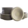 imagePorto by Stone Lain Semplice 12Piece Premium Kitchen ampamp Dining Dinnerware Set Stoneware White Matte Crafted in Portugal Dishwasher and Microwave Safe ScratchResistant Dish Set for 4Aro  Green Matte