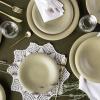 imagePorto by Stone Lain Semplice 12Piece Premium Kitchen ampamp Dining Dinnerware Set Stoneware White Matte Crafted in Portugal Dishwasher and Microwave Safe ScratchResistant Dish Set for 4Aro  Green Matte