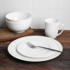 imageStone Lain Bone China Pinpoint Embossed 16 Piece Dinnerware Set WhiteBasket  White