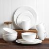 imageStone Lain Bone China Pinpoint Embossed 16 Piece Dinnerware Set WhiteBasket  White