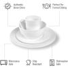 imageStone Lain Bone China Pinpoint Embossed 16 Piece Dinnerware Set WhiteBasket  White
