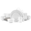imageStone Lain Bone China Pinpoint Embossed 16 Piece Dinnerware Set WhiteBasket  White