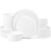 imageStone Lain Bone China Pinpoint Embossed 16 Piece Dinnerware Set WhiteMatte White