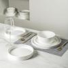 imageStone Lain Bone China Pinpoint Embossed 16 Piece Dinnerware Set WhiteMatte White