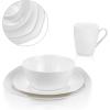 imageStone Lain Bone China Pinpoint Embossed 16 Piece Dinnerware Set WhiteSquare  White