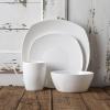 imageStone Lain Bone China Pinpoint Embossed 16 Piece Dinnerware Set WhiteSquare  White