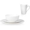 imageStone Lain Bone China Pinpoint Embossed 16 Piece Dinnerware Set WhiteSwirl  White