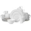 imageStone Lain Bone China Pinpoint Embossed 16 Piece Dinnerware Set WhiteSwirl  White
