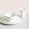 imageStone Lain Bone China Pinpoint Embossed 16 Piece Dinnerware Set WhiteSwirl  White