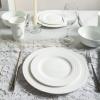 imageStone Lain Bone China Pinpoint Embossed 16 Piece Dinnerware Set WhiteSwirl  White