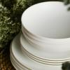 imageStone Lain Bone China Pinpoint Embossed 16 Piece Dinnerware Set WhiteWhite