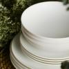 imageStone Lain Bone China Pinpoint Embossed 16 Piece Dinnerware Set WhiteWhite