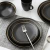 imageStone Lain Clara 16Piece Dinnerware Set Porcelain Burgundy Service For 4Black