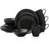 imageStone Lain Clara 16Piece Dinnerware Set Porcelain Burgundy Service For 4Black