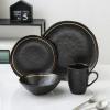 imageStone Lain Clara 16Piece Dinnerware Set Porcelain Burgundy Service For 4Black