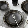 imageStone Lain Clara 16Piece Dinnerware Set Porcelain Burgundy Service For 4Black